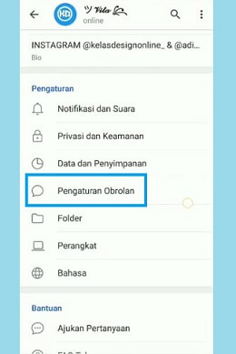 menu pengaturan obrolan telegram