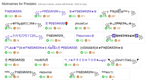nickname free fire predator