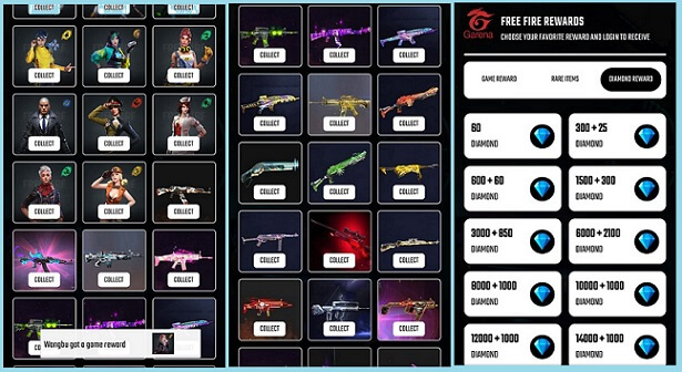 free fire space diamond