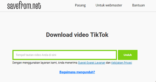 cara download video tiktok tanpa watermark di savefrom