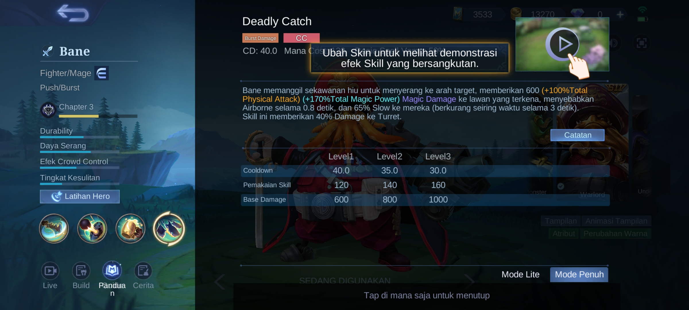 Skill 3 Bane MLBB Ultimate - Deadly Catch