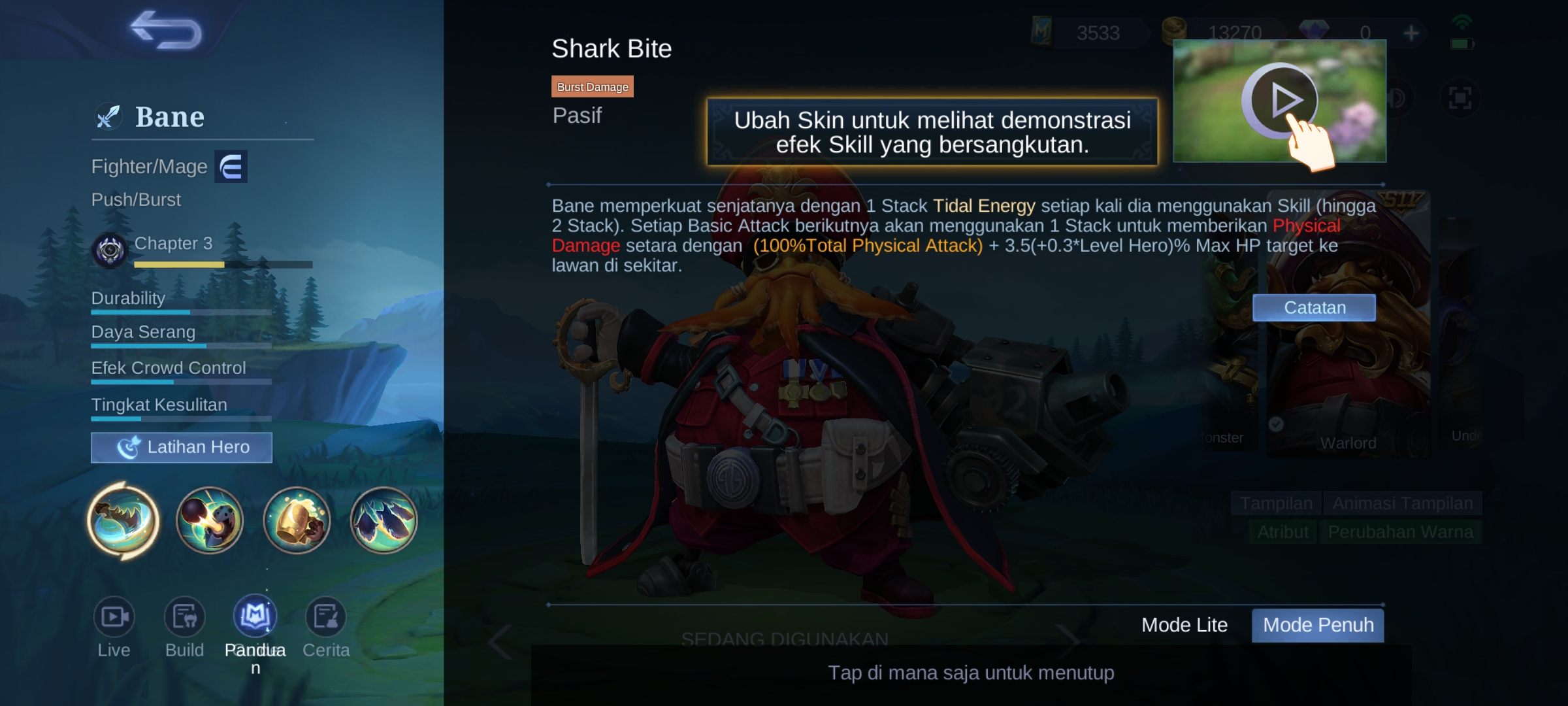 Skill Pasif Hero Bane MLBB - Shark Bite