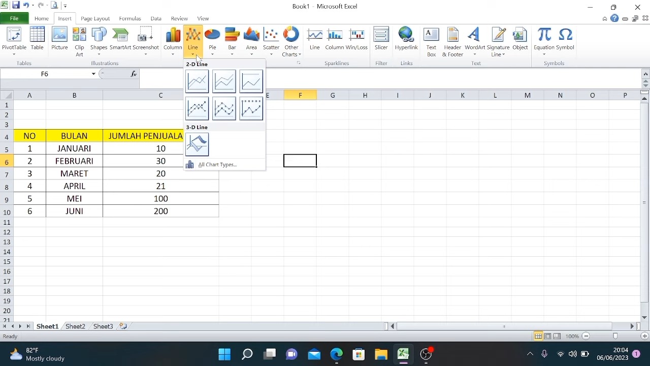 cara membuat grafik di Excel 2