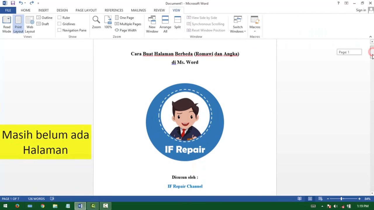 cara membuat halaman berbeda di Word 2