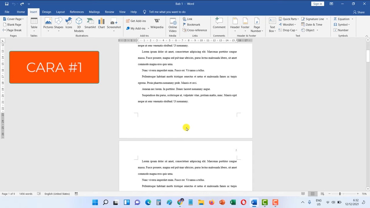 cara menambah halaman di Word 2