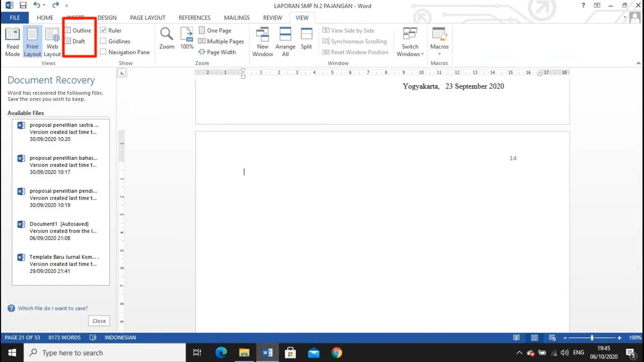 cara menghapus page di Word 2