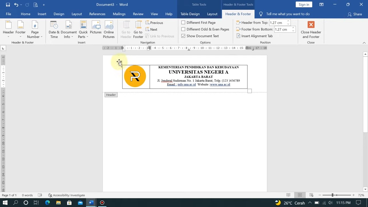 cara membuat kop surat di word 3