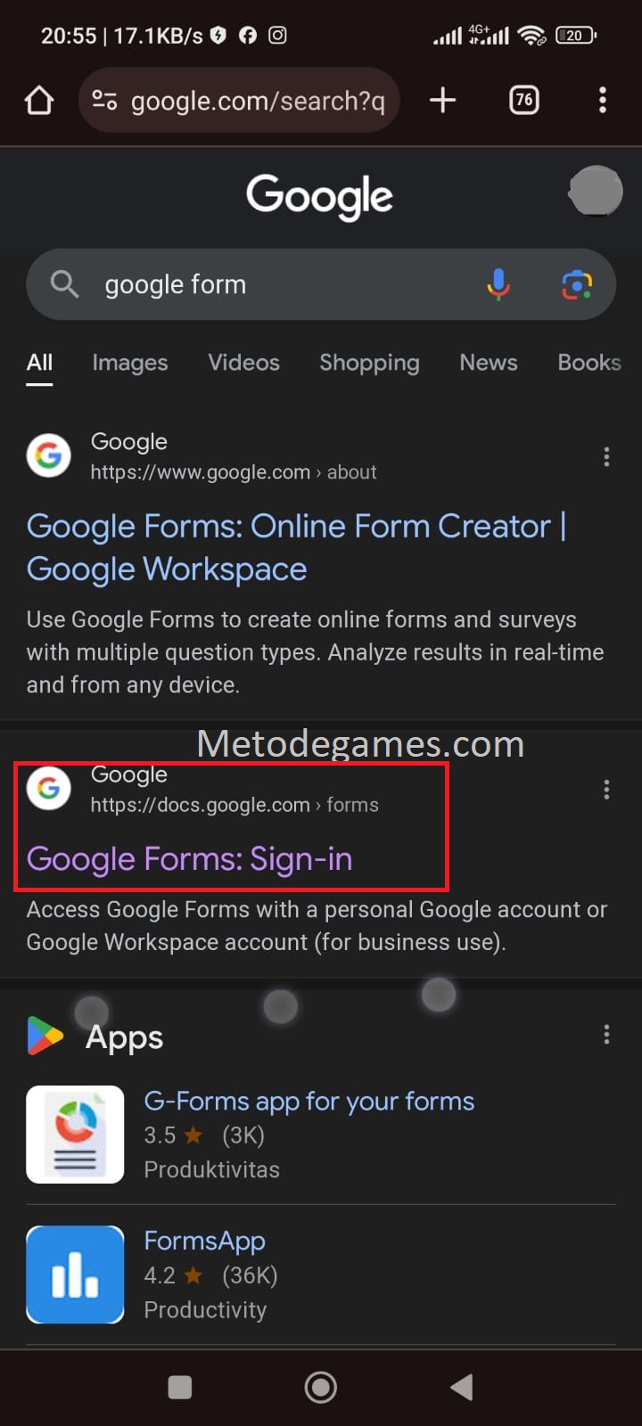 Langkah ketiga cara membuat google form di hp